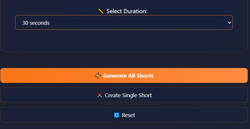 Set shorts duration before generating