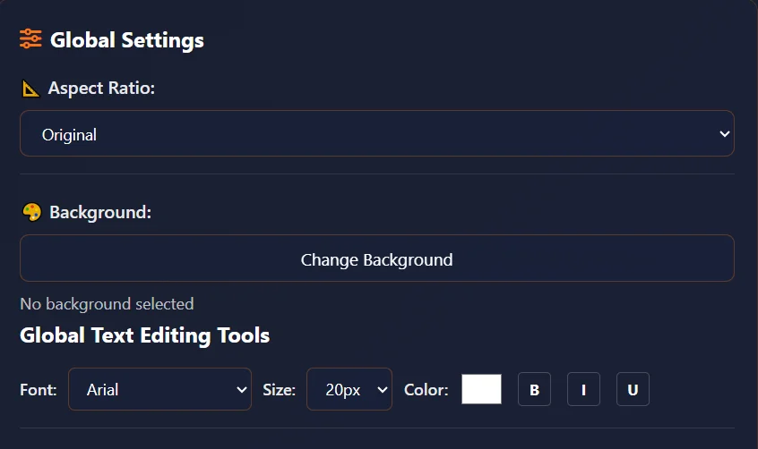 Set Aspect Ratio, Background, text, colors