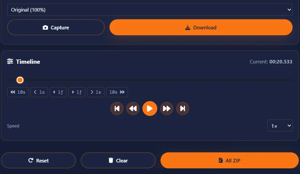 Press Capture button to extract frame and download