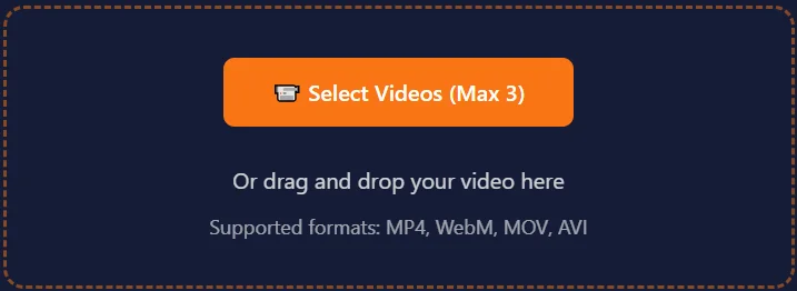 Step 1 - Upload up to 3 videos to Combine Videos Vertically