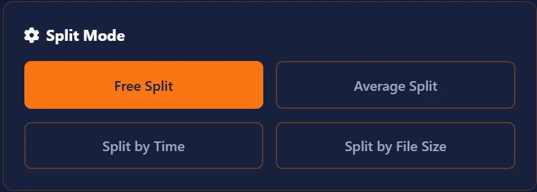 Select any one mode to split your videos