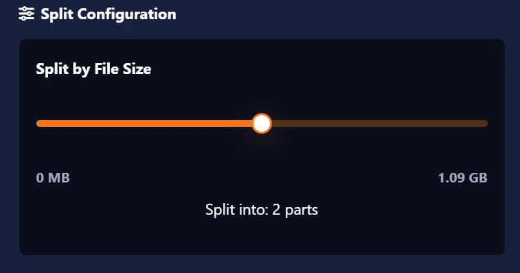 Configure split setting like duration, files