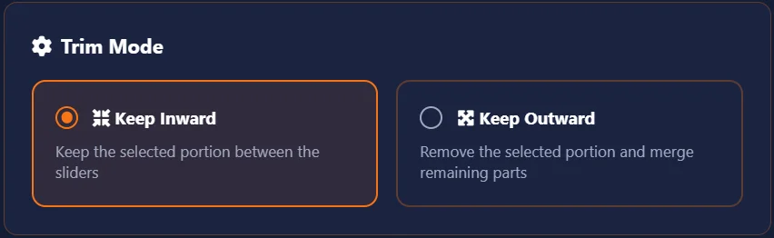 Choose inward or outward mode to trim