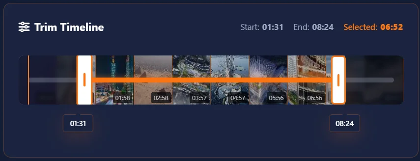 Step 2 - Use handles to set starting and ending point